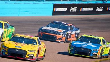 While being the pace car, NASCAR Cup Series driver Joey Logano (22) leads from Ryan Blaney (12), Ricky Stenhouse Jr. (47) and Corey LaJoie (7) during the NASCAR Cup Series championship race at Phoenix International Raceway in Avondale on Sunday, Nov. 6, 2022.
