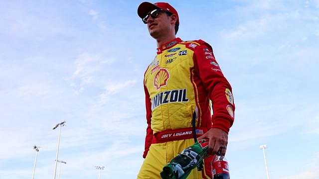 NASCAR Cup Series driver Joey Logano (22) is introduced before the NASCAR All-Star Open at North Wilkesboro Speedway.