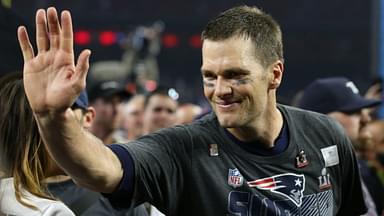 New England Patriots quarterback Tom Brady waves after defeating the Atlanta Falcons in Super Bowl LI at NRG Stadium.