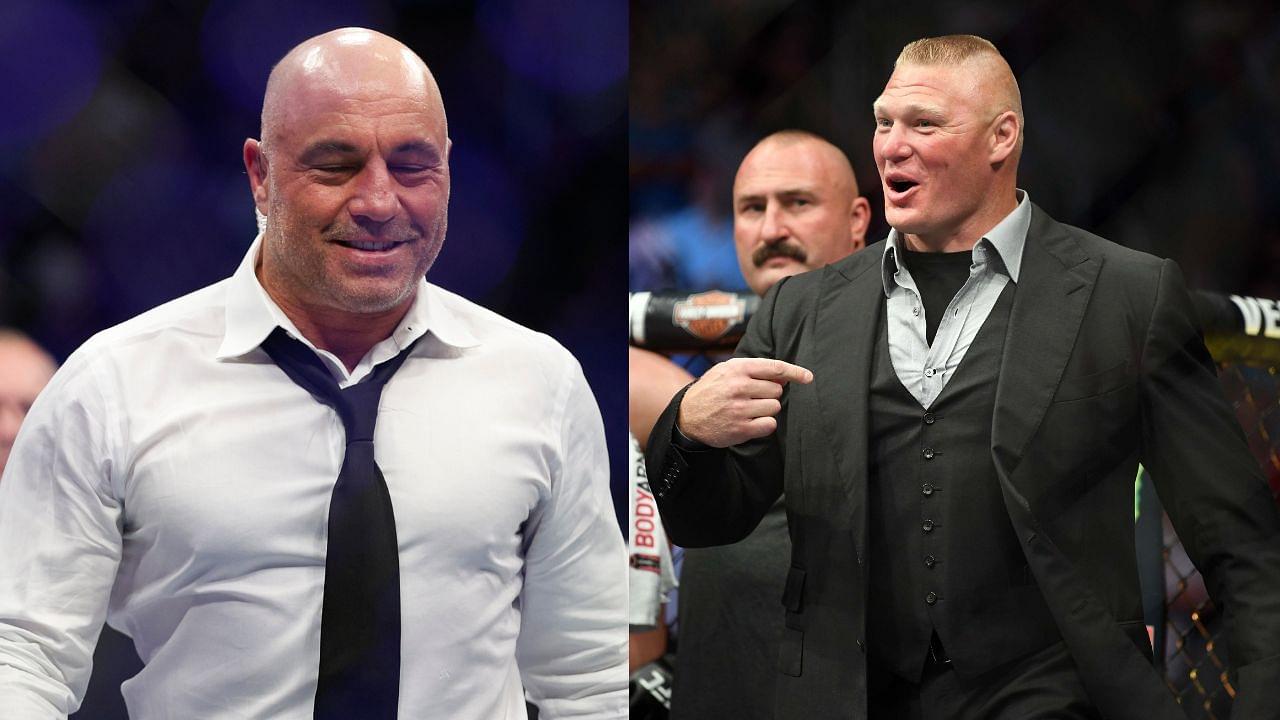 Joe Rogan (L), Brock Lesnar (R)