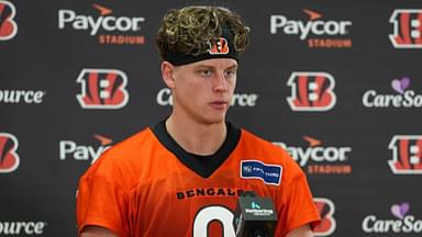 The Cincinnati Bengals Joe Burrow (9) speaks at a press conference after their practice on Tuesday May 20, 2025.