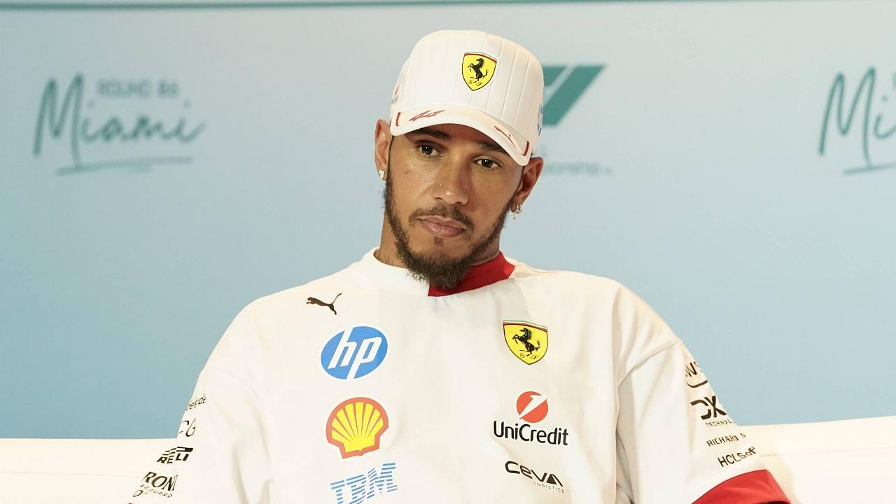 May 1, 2025, Miami, Florida, USA: Lewis Hamilton (GBR) of Scuderia Ferrari HP speaks in the Drivers press conference, PK, Pressekonferenz ahead of the F1 Grand Prix of Miami at Miami International Autodrome