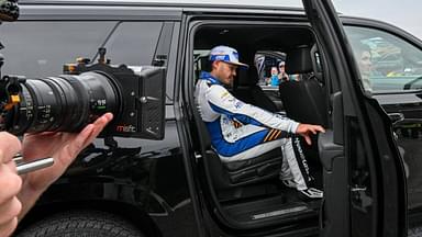 Arrow McLaren driver Kyle Larson (17) is seen leaving the garage area after a crash on Lap 91 on Sunday, May 25, 2025, during the 109th running of the Indianapolis 500 at Indianapolis Motor Speedway.