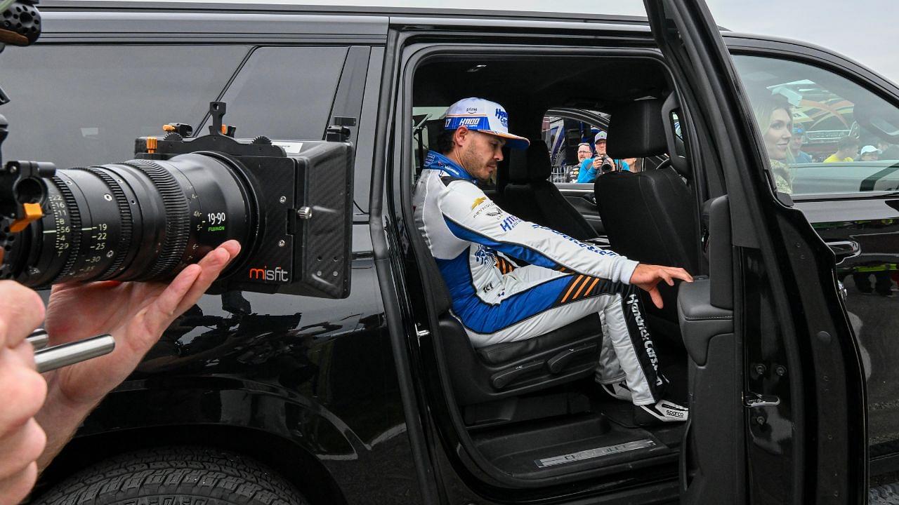 Arrow McLaren driver Kyle Larson (17) is seen leaving the garage area after a crash on Lap 91 on Sunday, May 25, 2025, during the 109th running of the Indianapolis 500 at Indianapolis Motor Speedway.
