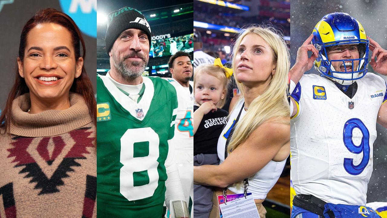 Elle Duncan, Aaron Rodgers, Kelly Stafford and Matthew Stafford