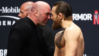 UFC president Dana White (left) with Conor McGregor during weigh ins for UFC 246 at T-Mobile Arena.