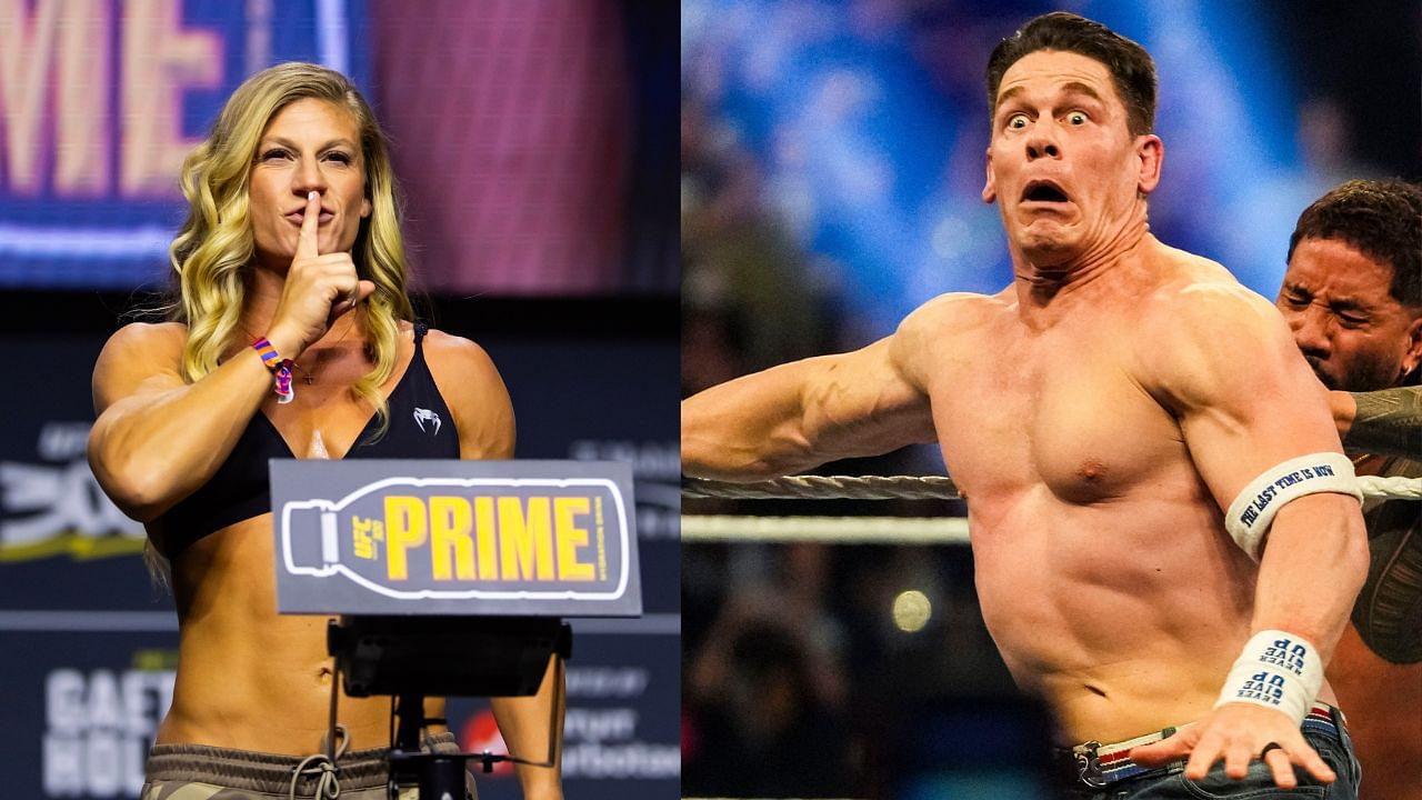 Kayla Harrison (L), John Cena (R)