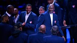 Michael Jordan is honored during halftime during the 2022 NBA All-Star Game at Rocket Mortgage FieldHouse.