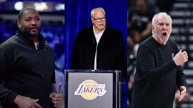 Robert Horry (L), Phil Jackson (C), Gregg Popovich (R)