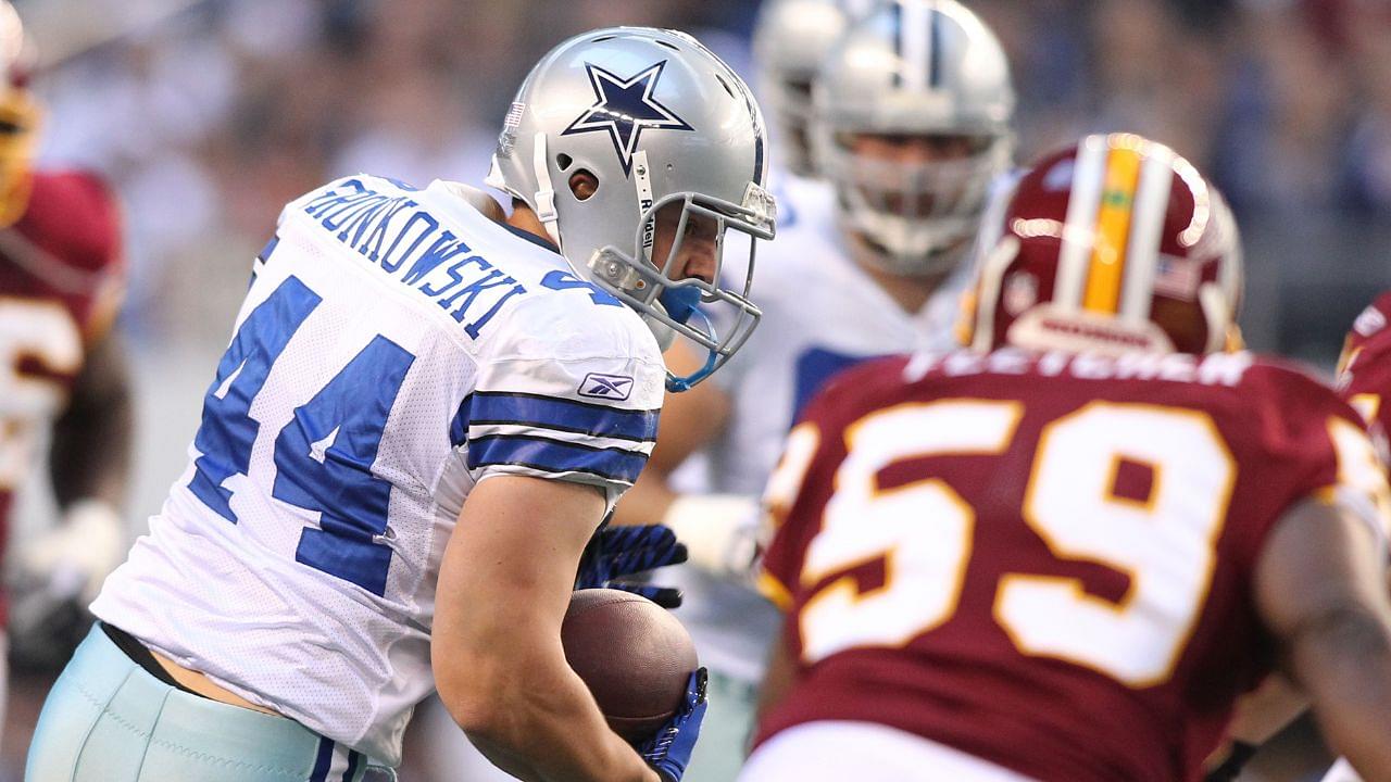 Dallas Cowboys Chris Gronkowski (44) catches a pass against the Washington Redskins at Cowboys Stadium. Dallas beat Washington 33-30.