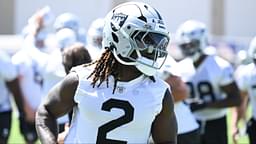 Las Vegas Raiders running back Ashton Jeanty (2) performs a drill during Las Vegas Raiders Minicamp at Intermountain Health Performance Center.