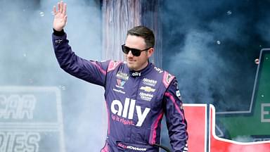 NASCAR Cup Series driver Alex Bowman (48) walks out onto the stage for driver introductions before the EchoPark Automotive Grand Prix at Circuit of the Americas.