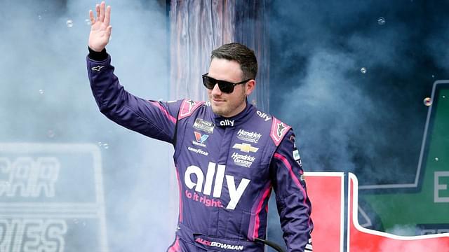 NASCAR Cup Series driver Alex Bowman (48) walks out onto the stage for driver introductions before the EchoPark Automotive Grand Prix at Circuit of the Americas.