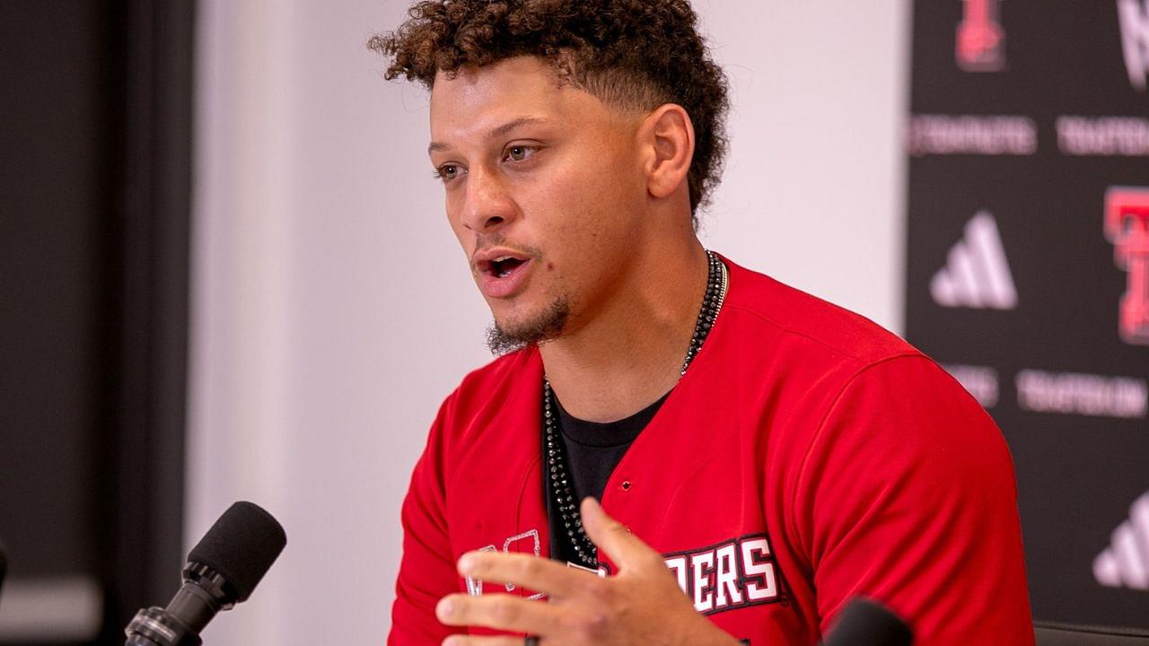 Texas Tech alum and Kansas City Chiefs quarterback Patrick Mahomes attends a press conference at Jones AT&T Stadium, Friday, Aug. 23, 2024.