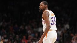 Mar 19, 2025; Phoenix, Arizona, USA; Phoenix Suns forward Kevin Durant (35) looks on against the Chicago Bulls during the second half at PHX Aena.