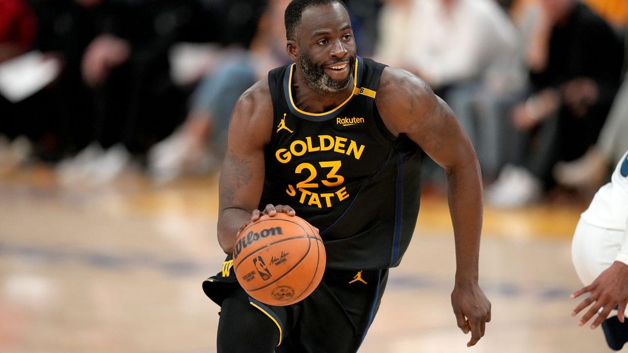 Golden State Warriors forward Draymond Green (23) dribbles the ball against the Minnesota Timberwolves in the fourth quarter during game four of the second round for the 2025 NBA Playoffs at Chase Center.