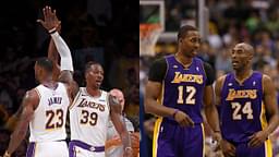 Dwight Howard and LeBron James (L), Dwight Howard and Kobe Bryant (R)