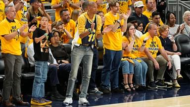 Reggie Miller attends game three of the 2025 NBA Finals between the Oklahoma City Thunder and the Indiana Pacers at Gainbridge Fieldhouse.