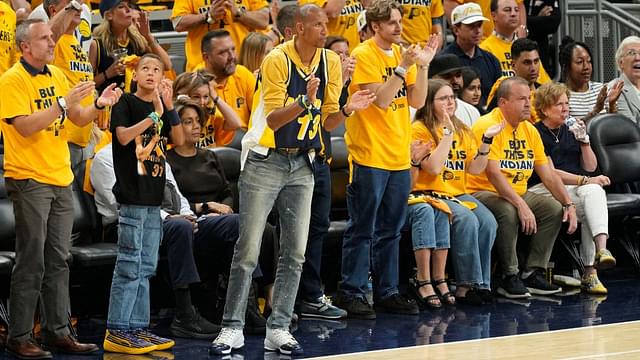 Reggie Miller attends game three of the 2025 NBA Finals between the Oklahoma City Thunder and the Indiana Pacers at Gainbridge Fieldhouse.