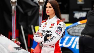 ARCA Series driver Amber Balcaen during practice for the Ride the 'Dente 200 at Daytona International Speedway.