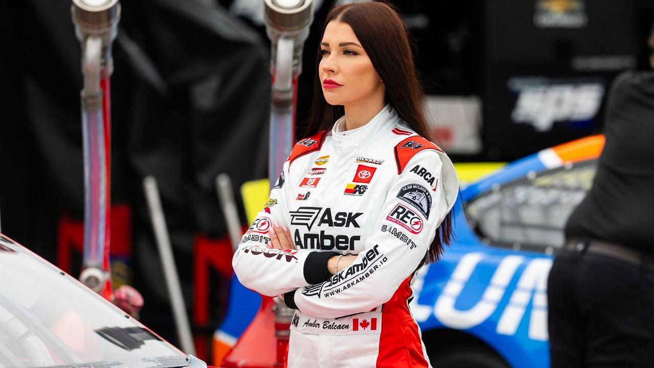 ARCA Series driver Amber Balcaen during practice for the Ride the 'Dente 200 at Daytona International Speedway.
