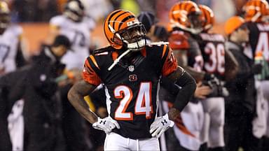 Cincinnati Bengals cornerback Adam Jones (24) reacts during the fourth quarter against the Pittsburgh Steelers in the AFC Wild Card playoff football game at Paul Brown Stadium.