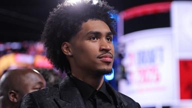 Jun 25, 2025; Brooklyn, NY, USA; Dylan Harper before the 2025 NBA Draft at Barclays Center.