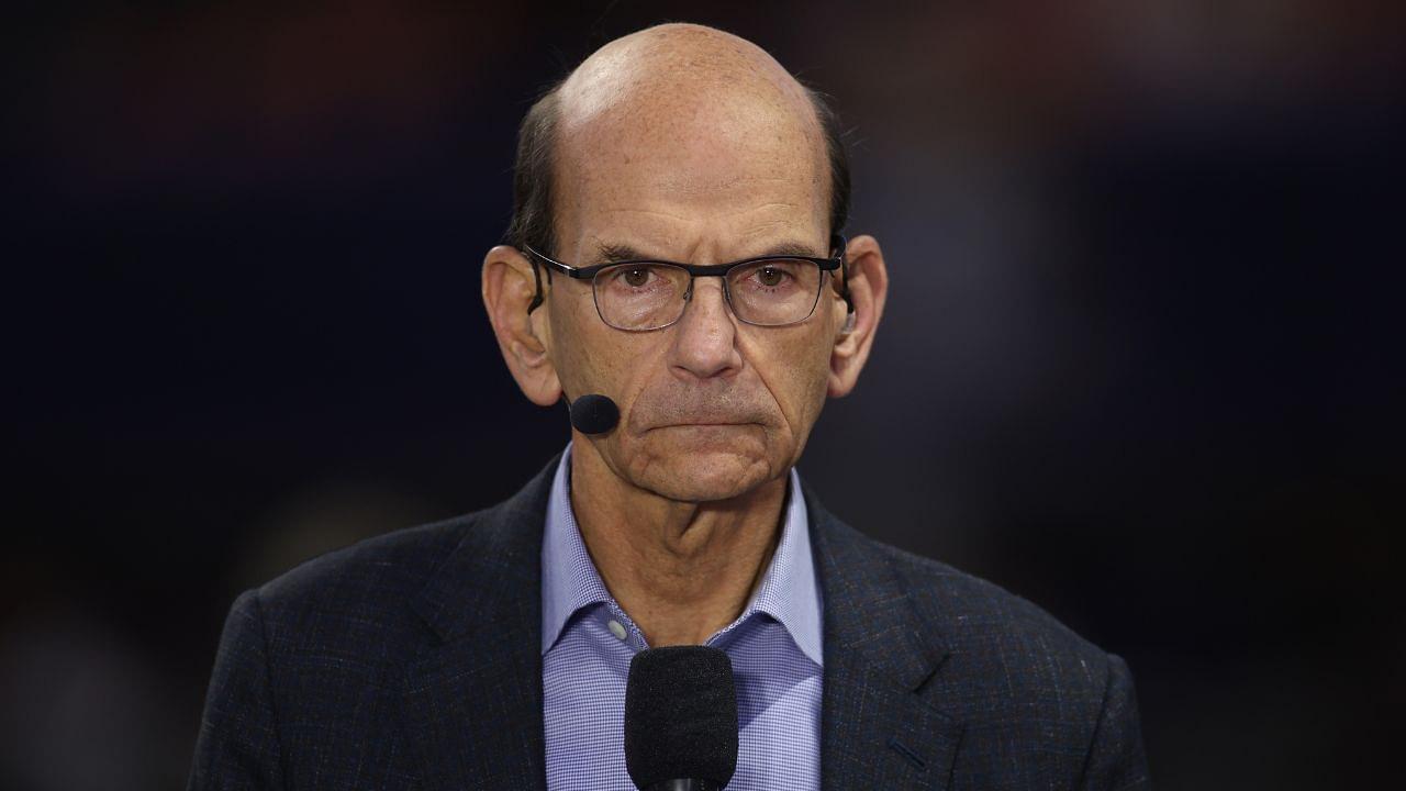 ESPN announcer Paul Finebaum before the 2024 SEC Championship game at Mercedes-Benz Stadium.