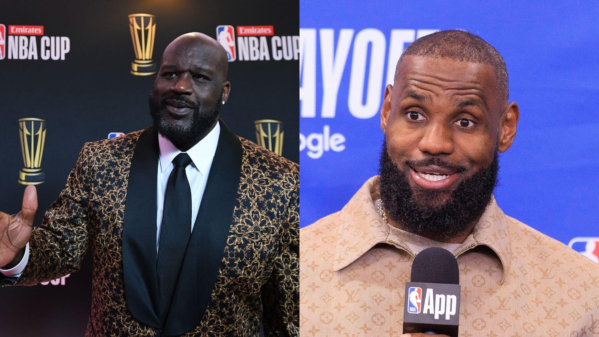 Shaquille O'Neal (L) and LeBron James (R)