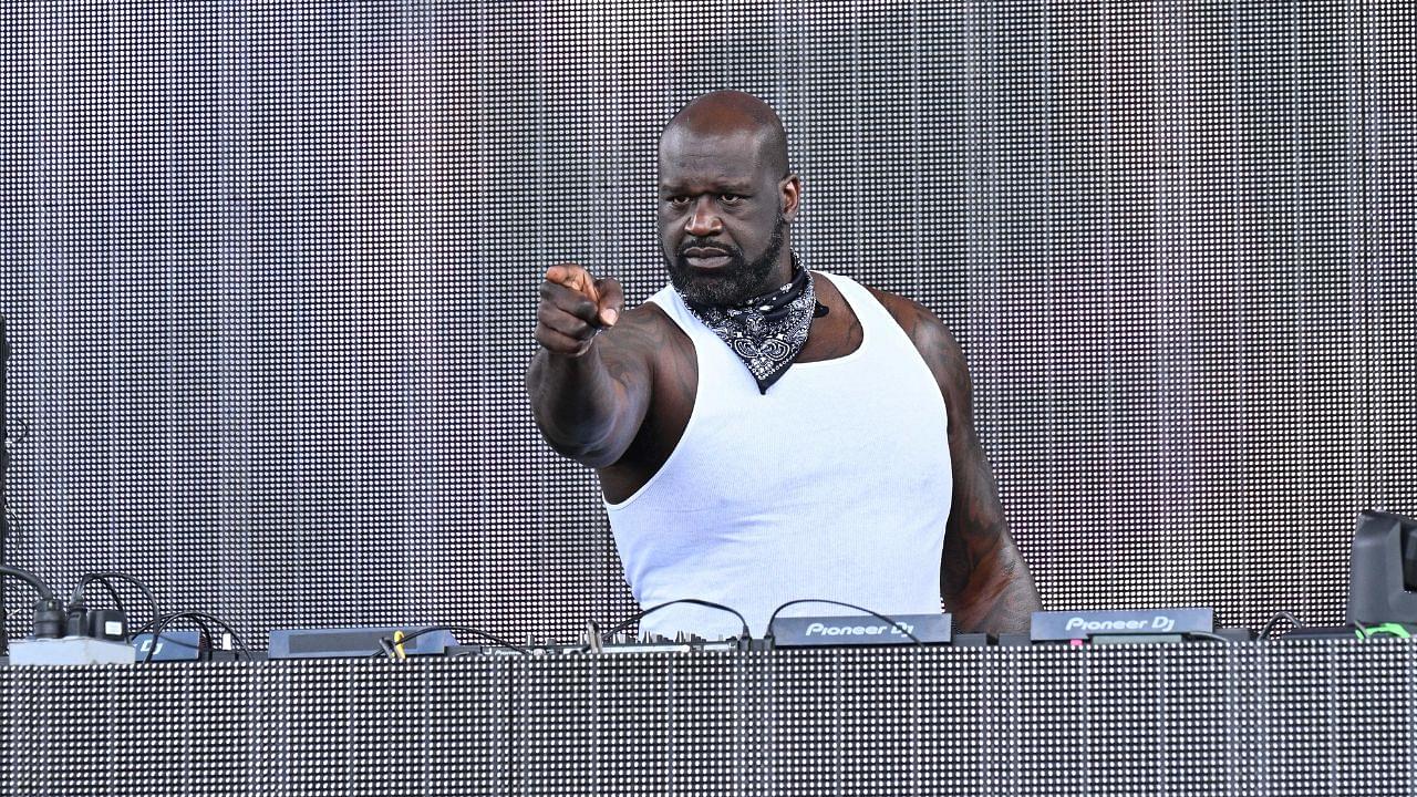 Shaquille O'Neal, AKA DJ Diesel, performs before the game between the San Diego Legion and the New England Free Jacks at Seat Geek Stadium.