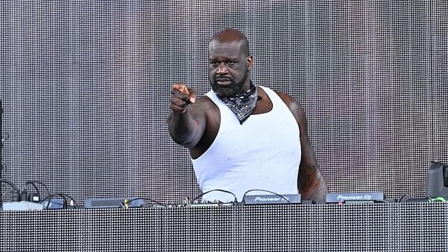 Shaquille O'Neal, AKA DJ Diesel, performs before the game between the San Diego Legion and the New England Free Jacks at Seat Geek Stadium.