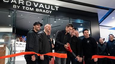 Tom Brady cuts the ribbon for the grand opening of Card Vault by Tom Brady, a sports card and memorabilia retailer at American Dream, East Rutherford, Friday, Apr. 11, 2025.
