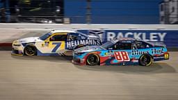 NASCAR Xfinity Series driver Justin Allgaier (7) battles Connor Zilisch (88) during the Tennessee Lottery 250 at Nashville Superspeedway in Lebanon, Tenn.