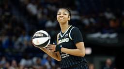 Jun 17, 2025; Chicago, Illinois, USA; Chicago Sky forward Angel Reese (5) looks to pass the ball against the Washington Mystics during the first half of a WNBA game at Wintrust Arena. Mandatory Credit: Kamil Krzaczynski-Imagn Images
