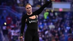 Ronda Rousey celebrates after winning the women s Royal Rumble match during the Royal Rumble at The Dome at America's Center.