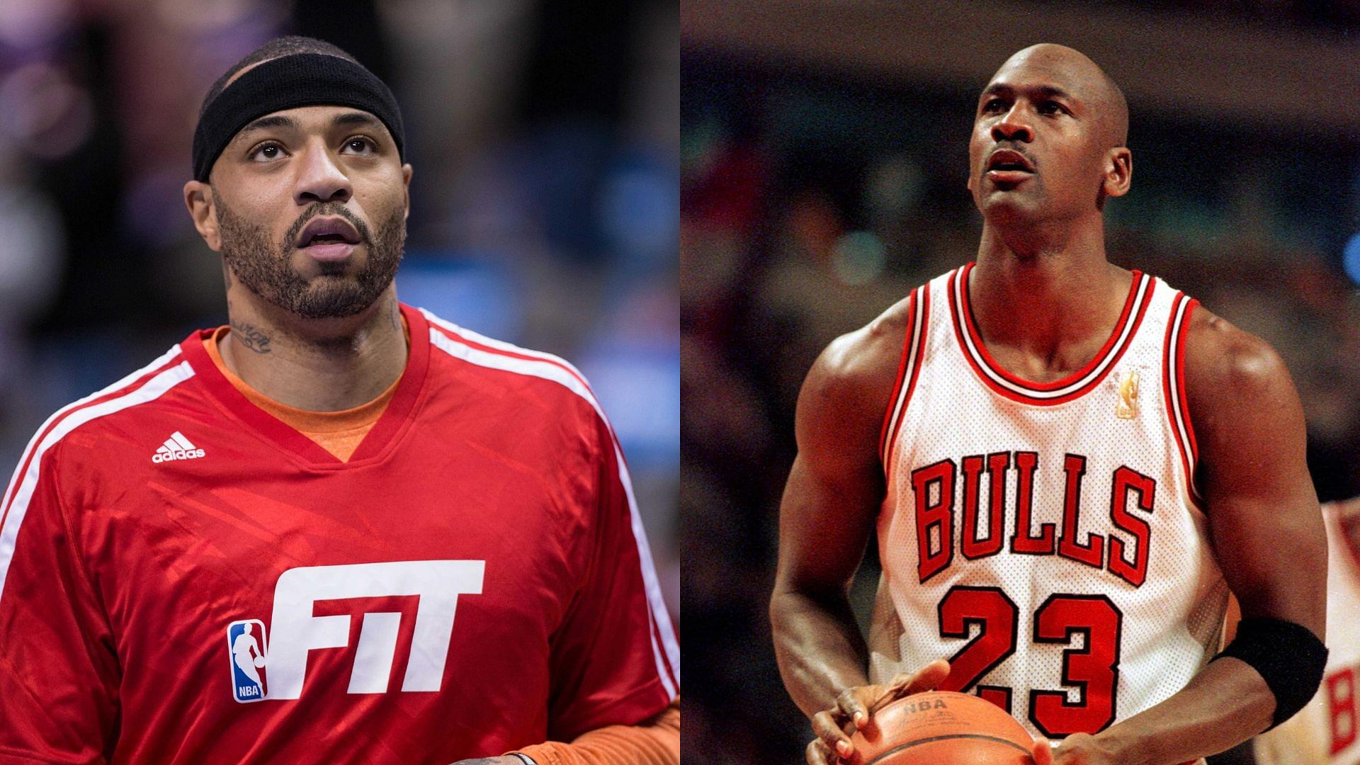 Kenyon Martin (L) and Michael Jordan (R)
