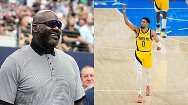 Shaquille O'Neal (L), Tyrese Haliburton (R)