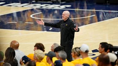 Indiana Pacers head coach Rick Carlisle reacts after a play against the Oklahoma City Thunder during the first half of game six of the 2025 NBA Finals between the Oklahoma City Thunder and the Indiana Pacers at Gainbridge Fieldhouse
