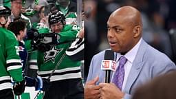 Mark Scheifele of the Winnipeg Jets fights with Roope Hintz of the Dallas Star (L), Charles Barkley (R)
