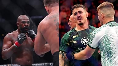 Jon Jones (L), Tom Aspinall (R)