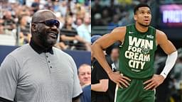 Shaquille O'Neal (L), Giannis Antetokounmpo (R)