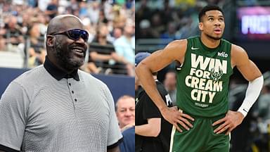 Shaquille O'Neal (L), Giannis Antetokounmpo (R)