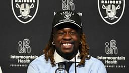Las Vegas Raiders first round draft pick in the 2025 NFL Draft Ashton Jeanty, speaks to the media at Intermountain Health Performance Center.
