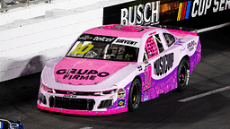 Feb 3, 2024; Los Angeles, California, USA; NASCAR Mexico Series driver Regina Sirvent (10) during a NASCAR Mexico Series race at the Los Angeles Memorial Coliseum. Mandatory Credit: Jason Parkhurst-Imagn Images