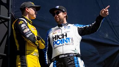NASCAR Cup Series driver Christopher Bell (left) with Chase Briscoe during the Folds of Honor QuikTrip 500 at Atlanta Motor Speedway.
