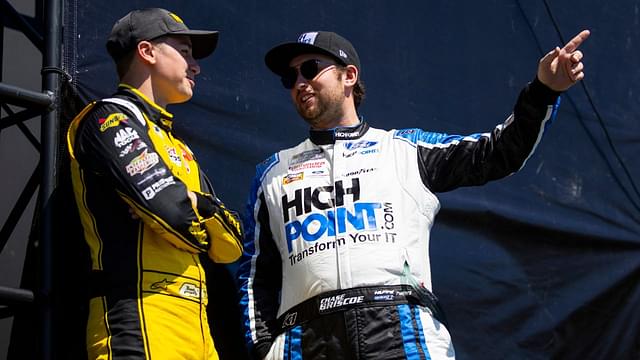 NASCAR Cup Series driver Christopher Bell (left) with Chase Briscoe during the Folds of Honor QuikTrip 500 at Atlanta Motor Speedway.