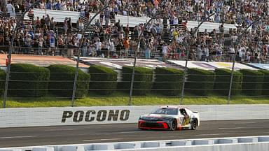 NASCAR Cup Series driver Chase Briscoe (19) celebrates after winning The Great American Getaway 400 at Pocono Raceway.