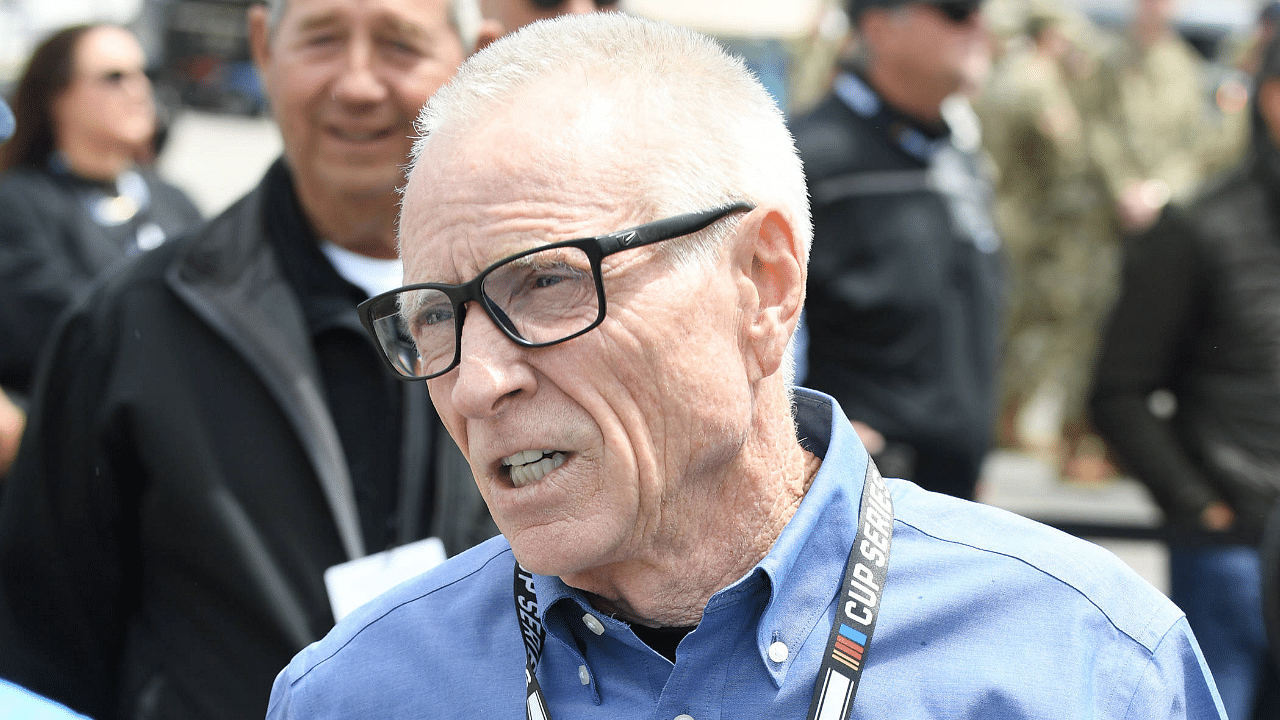 TALLADEGA, AL - APRIL 21: Mark Martin looks on prior to the running of the NASCAR, Motorsport, USA Cup Series Geico 500 on April 21, 2024, at Talladega Superspeedway in Talladega, AL. (Photo by Jeffrey Vest Icon Sportswire) AUTO: APR 21 NASCAR Cup Series GEICO 500 EDITORIAL USE ONLY Icon240421198