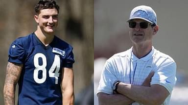 Colston Loveland and Jim Harbaugh
