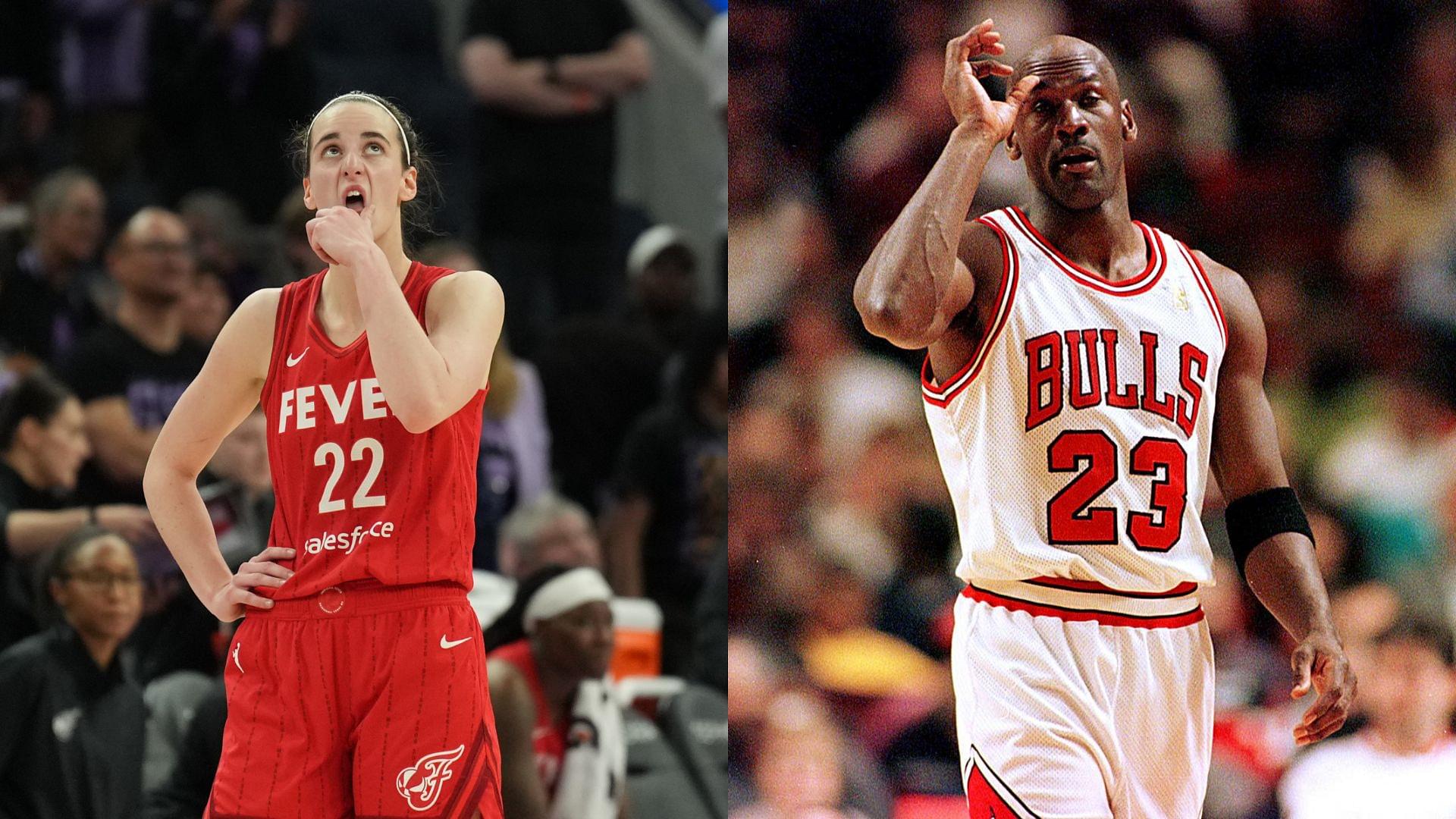 Caitlin Clark (L) and Michael Jordan (R)